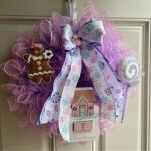 Pastel Countdown  Christmas Mini Wreath 12” Indoor Decor Girls Room Gingerbread